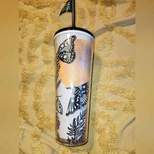 Butterfly Design Tumbler with Orange Accent - 24 oz